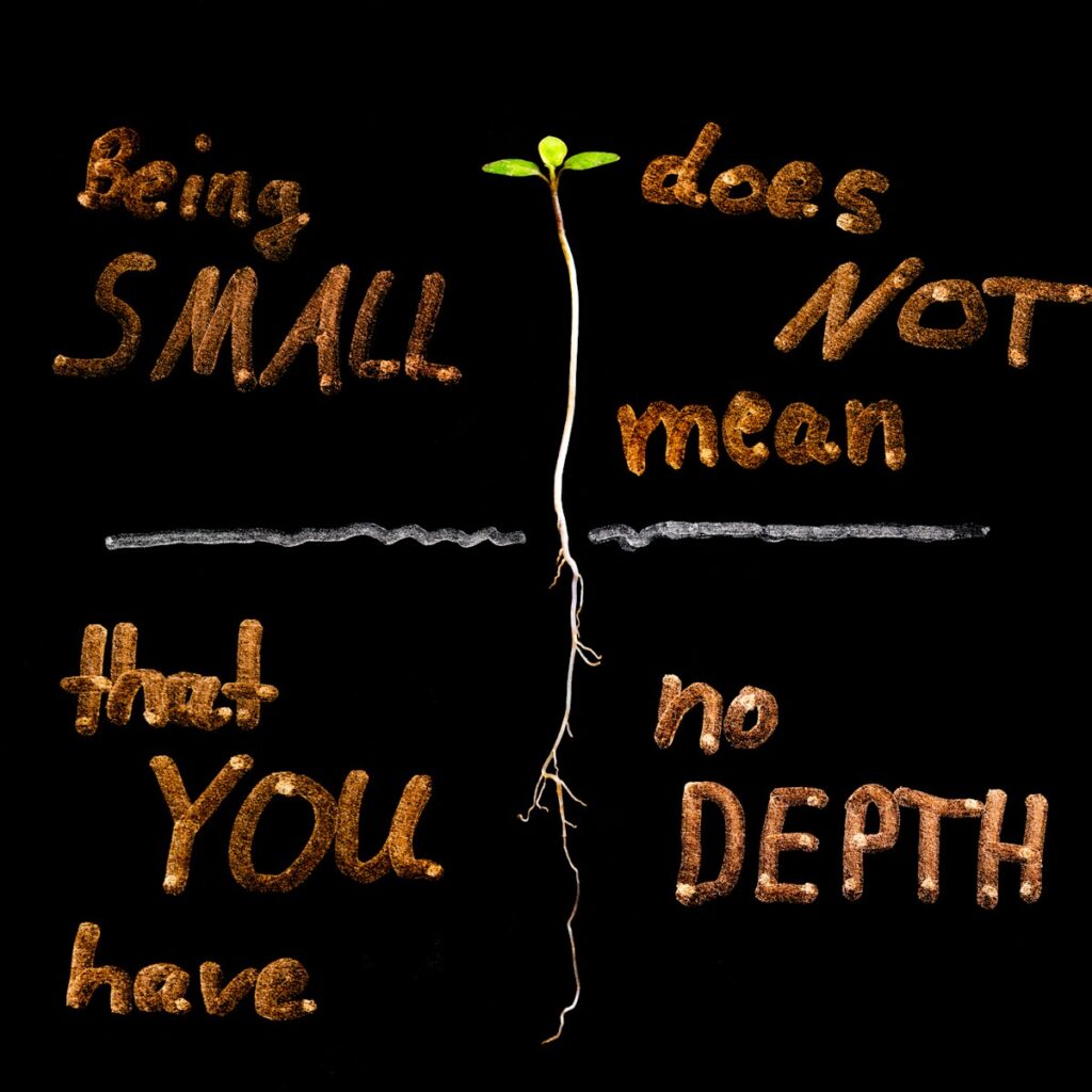 Seedling with roots and text about depth.